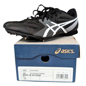 Asics Men's 11 Hyper MD 6 Black & White Track & Field Shoes Cleats G502J